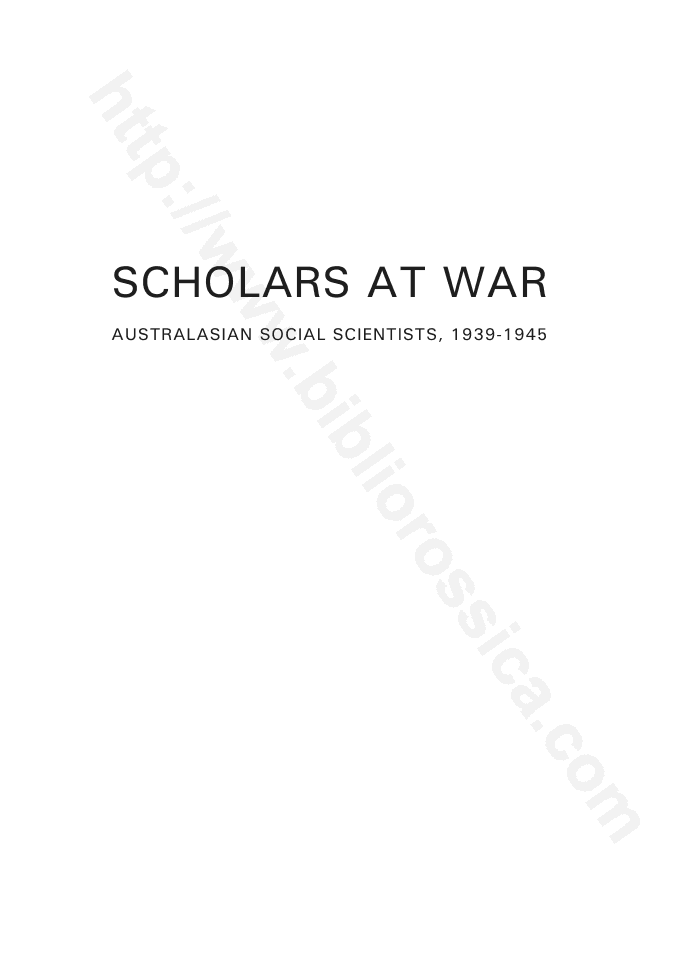 Scholars at War : Australasian Social Scientists, 1939-1945